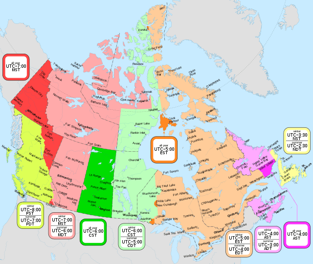 Time-Zones-In-Canada